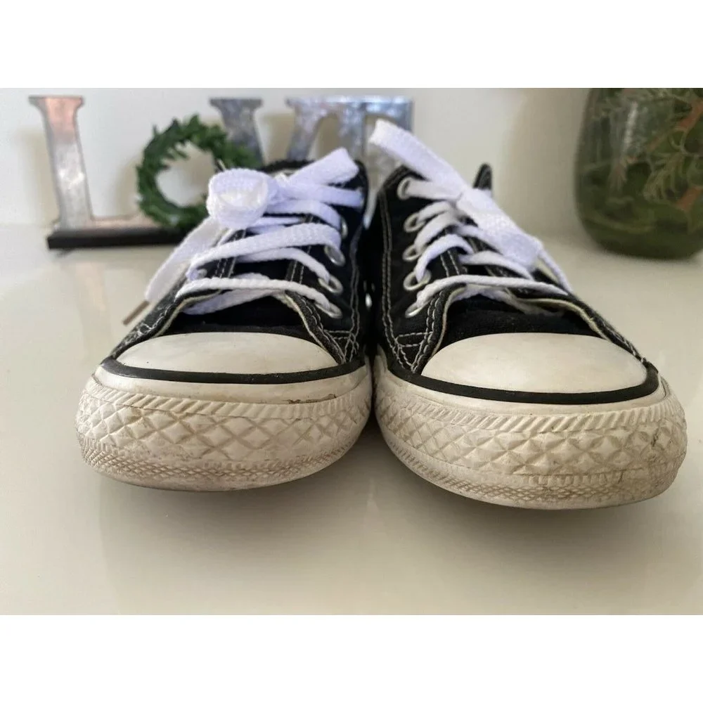 Converse‎ Chuck Taylor Kids Youth Black Canvas Low Sneakers Shoes Size 12.5M GUC
